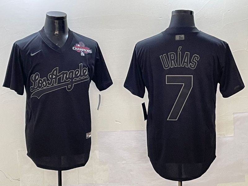 Men Los Angeles Dodgers #7 Urias Black Fashion Game 2025 Nike MLB Jersey style 3182